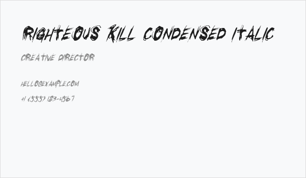 Righteous Kill Condensed Italic Business Card