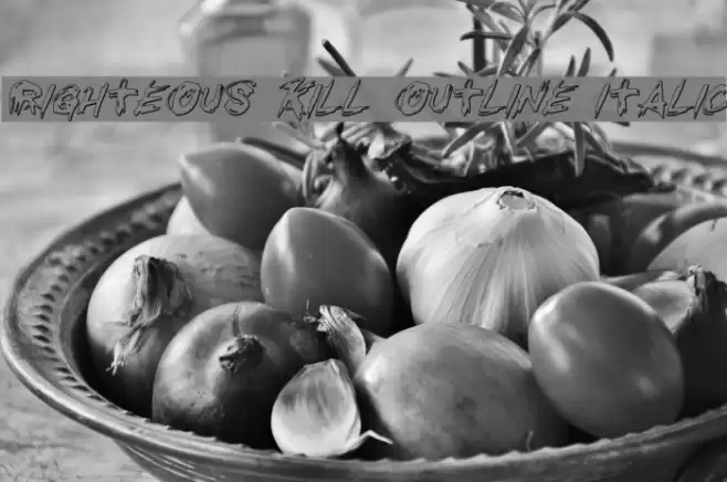 Righteous Kill Outline Italic Font examples