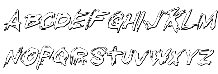 Righteous Kill Outline Italic Font LOWERCASE