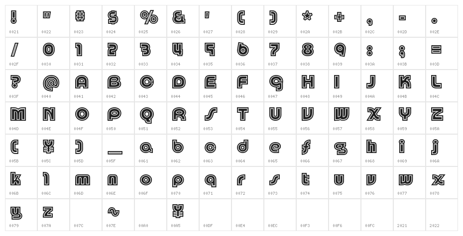 Rikon Bold Character Map