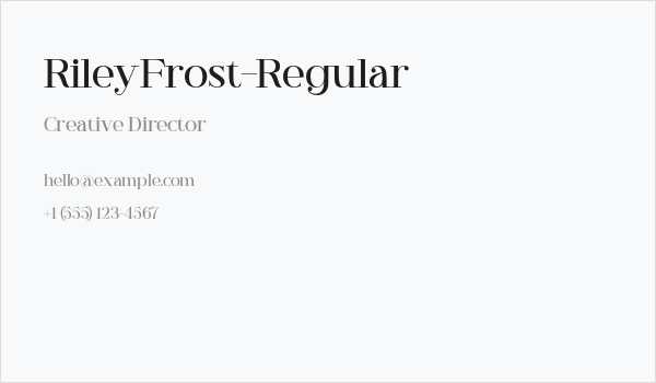 RileyFrost-Regular Business Card