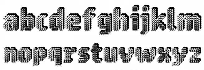 Ring Matrix 3D Schriftart Kleinbuchstaben