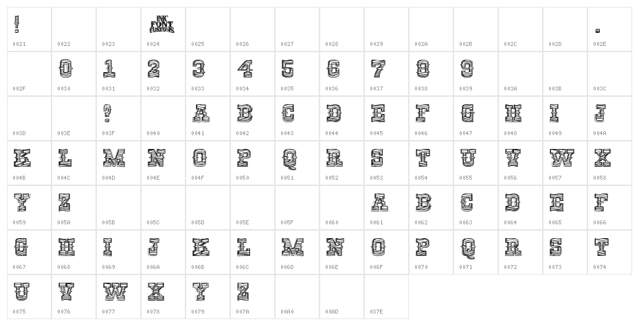RioGrande Striped Bold Character Map