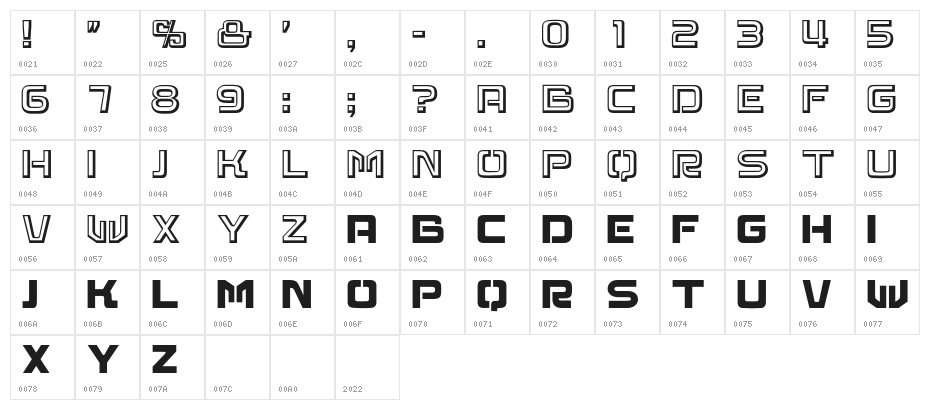 Riou ExtraBold Character Map