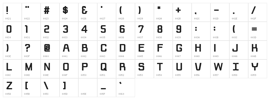 Rippen Bold Character Map