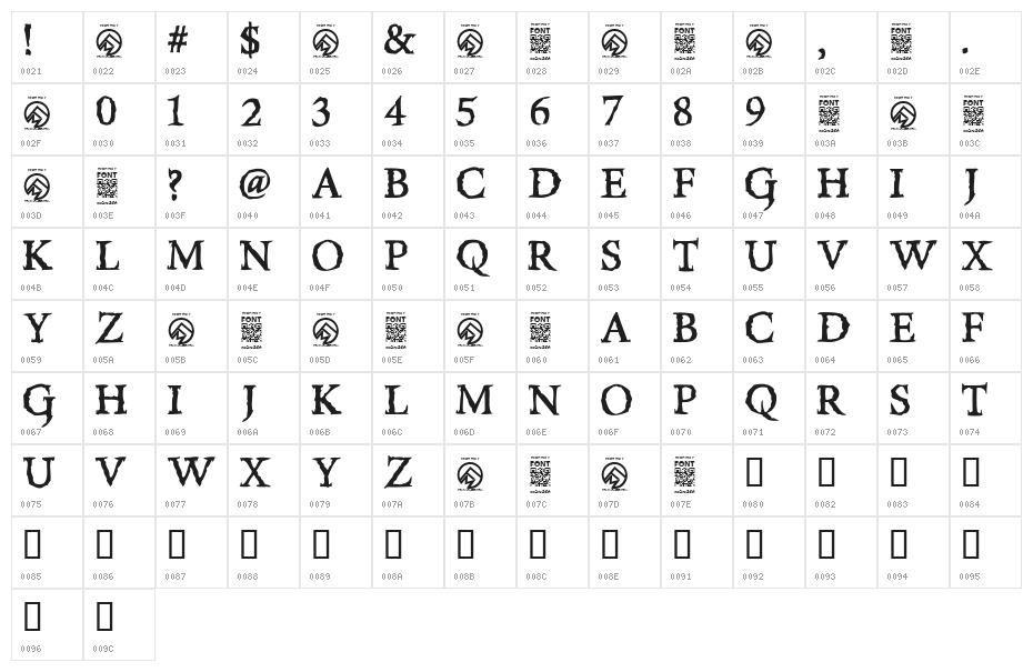 Rise Inside Regular Character Map