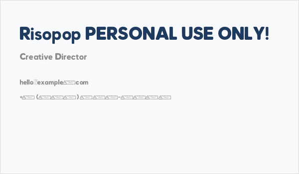 Risopop PERSONAL USE ONLY! Business Card