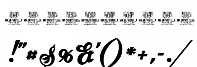 Ristella PERSONAL USE ONLY Font OTHER CHARS