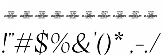 Ristorante Serif PERSONAL USE Italic Font OTHER CHARS