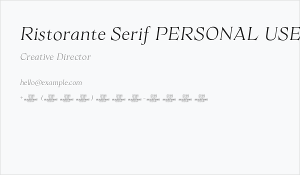 Ristorante Serif PERSONAL USE Italic Business Card