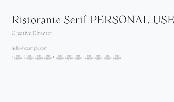 Ristorante Serif PERSONAL USE Regular Business Card