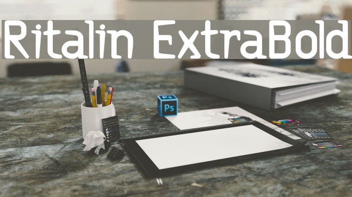 Ritalin ExtraBold Шрифта examples