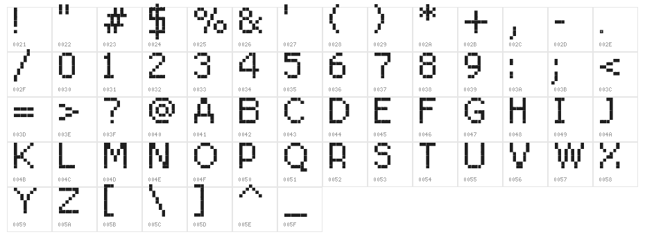 RittswoodRedStar Regular_8 Character Map
