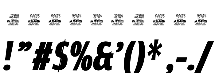 Rivera PERSONAL USE ONLY Black Italic Font OTHER CHARS