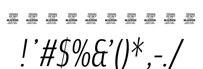 Rivera PERSONAL USE ONLY Light Italic Font OTHER CHARS
