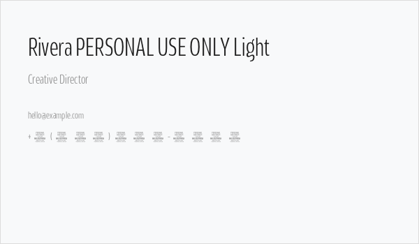 Rivera PERSONAL USE ONLY Light Business Card