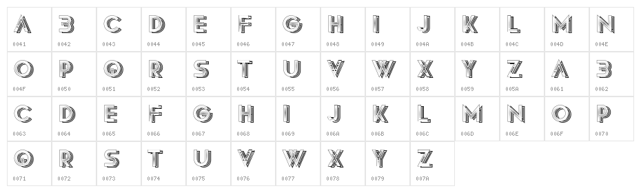 Riviera Regular Character Map