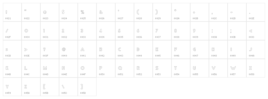 RM Playtime Regular Character Map