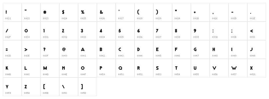 RM Playtime solid Regular Character Map