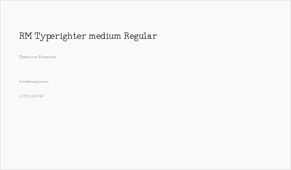 RM Typerighter medium Regular Business Card