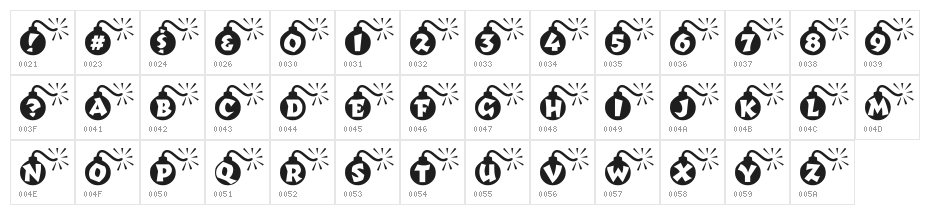 RMBomb Character Map