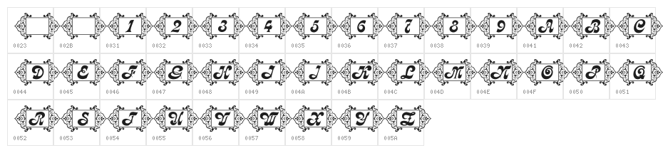 RMCalli1 Character Map