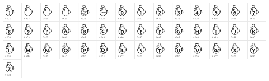 RMChicky Character Map