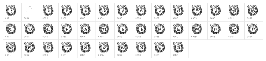 RMWreath Character Map