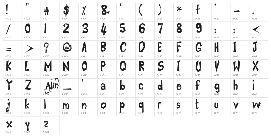 ROCK KAPAK2 Character Map