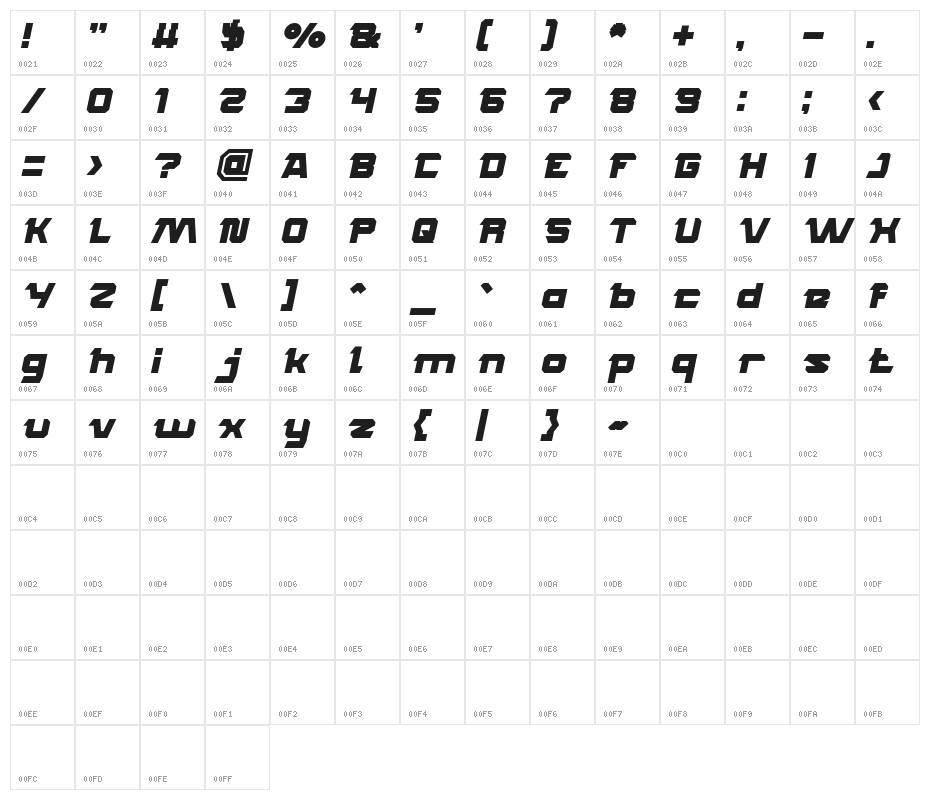 ROCK STEADY Bold Italic Character Map