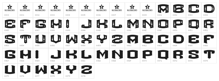 ROCKETAIR Character Map