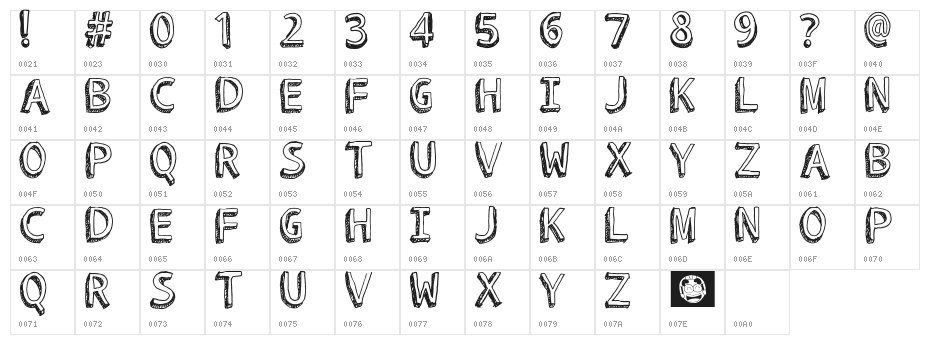 ROCKETTOMARS Character Map