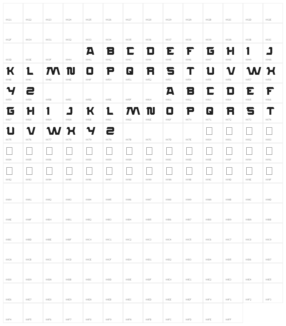 ROCKSTEADY Character Map