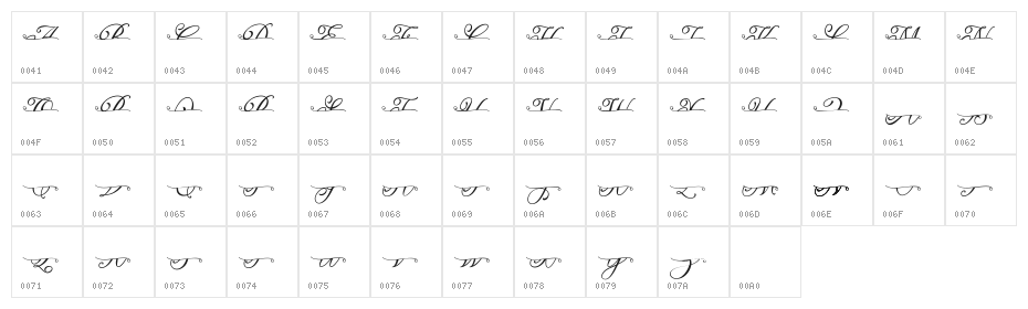 ROMANTIC LOVES SPLIT MONOGRAM Character Map