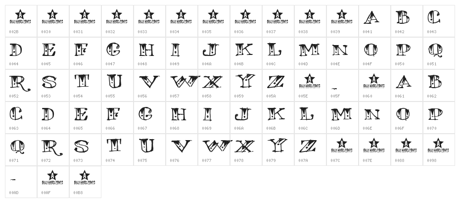 ROSE TATTOO Character Map