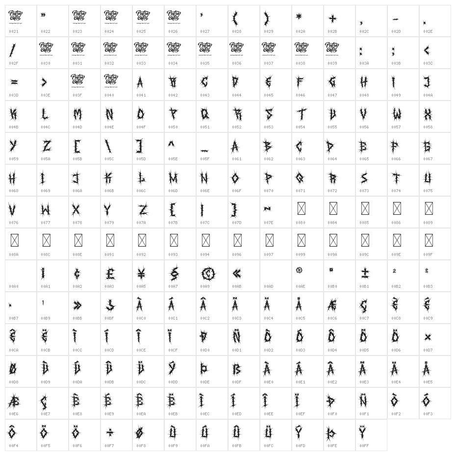 ROSE THORNS Character Map