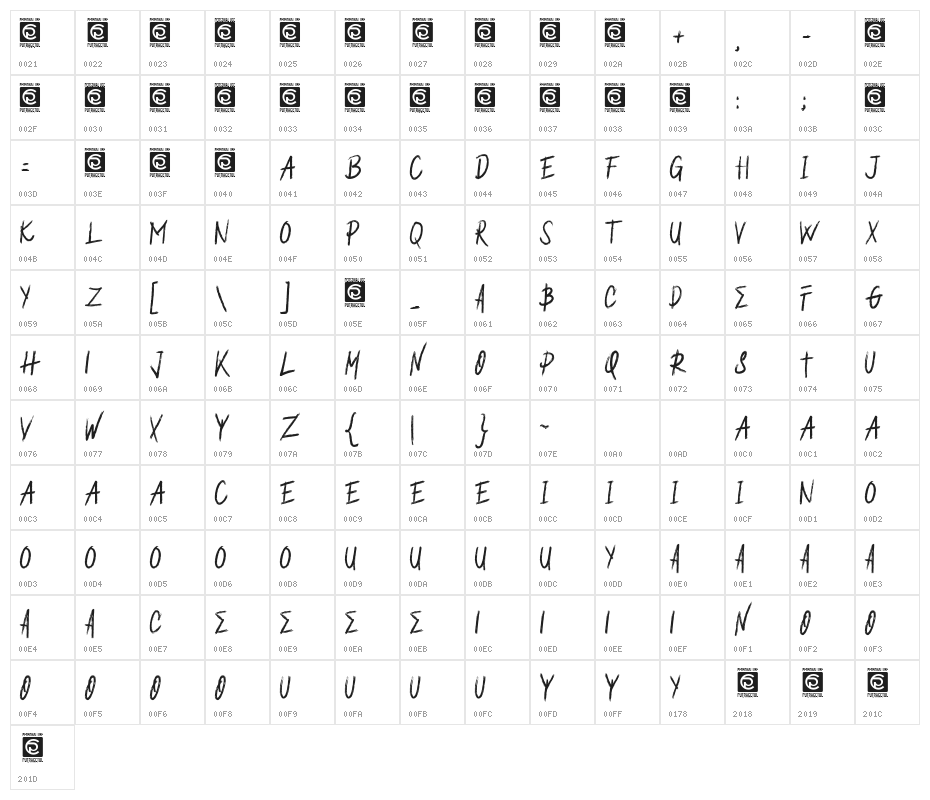 ROUGHER Personal Use Character Map