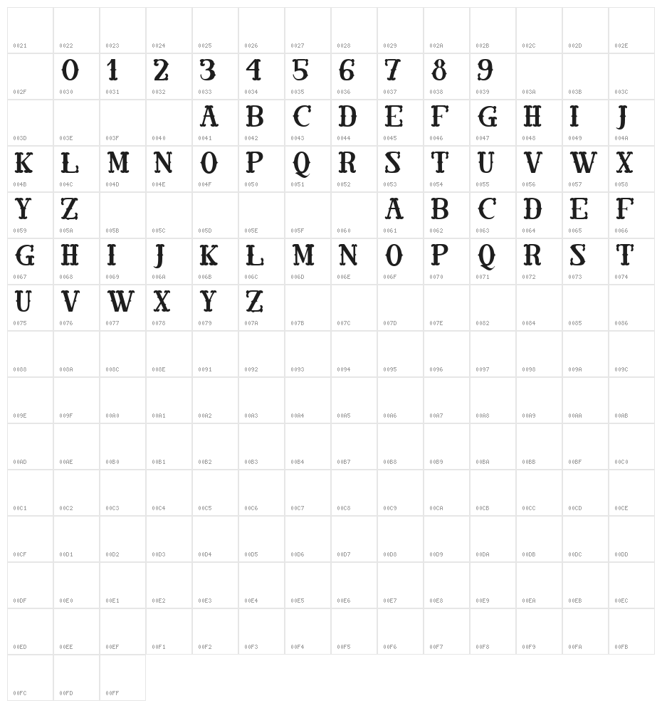 Road Shot Character Map