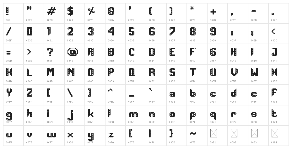 Road Track Regular Character Map