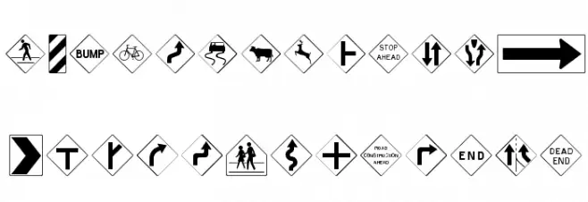 Road Warning Sign Medium Fonte MINÚSCULAS