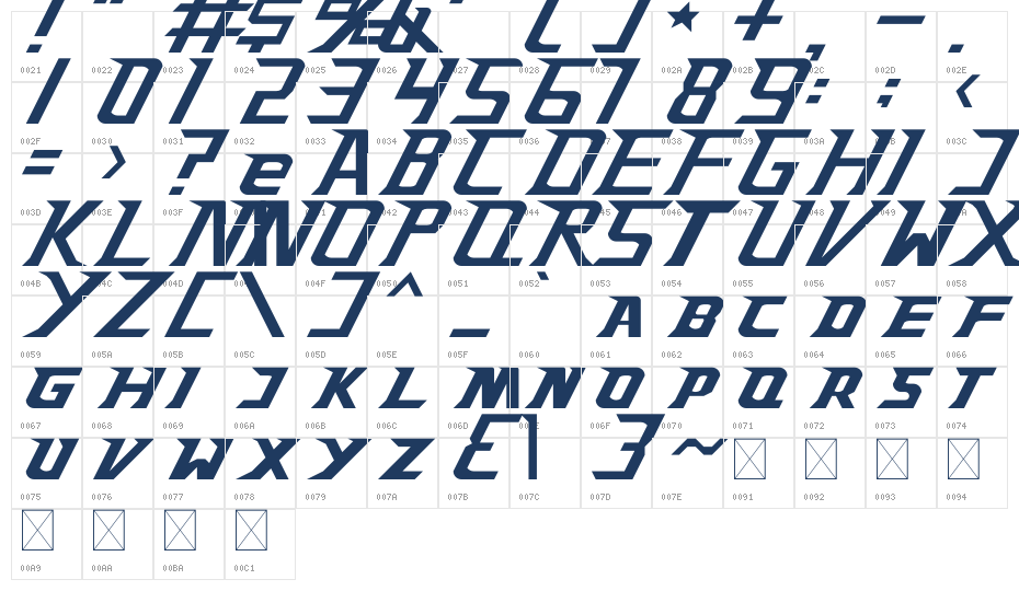 Road and Track Regular Character Map