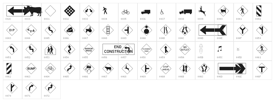 RoadWarningSign Character Map