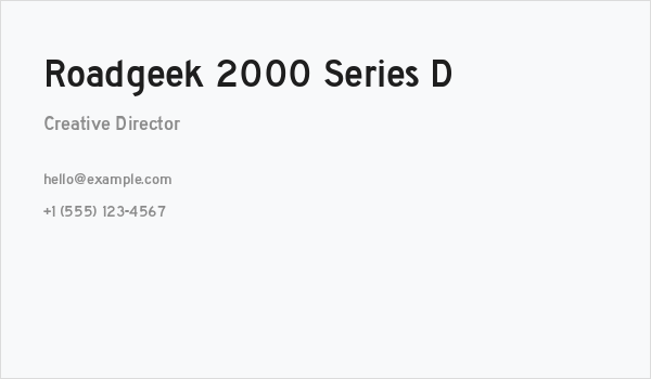 Roadgeek 2000 Series D Business Card