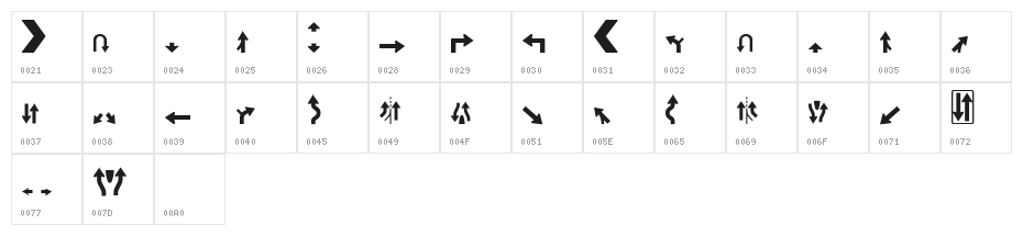 Roadgeek 2005 Arrows 2 Character Map