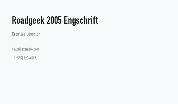 Roadgeek 2005 Engschrift Business Card