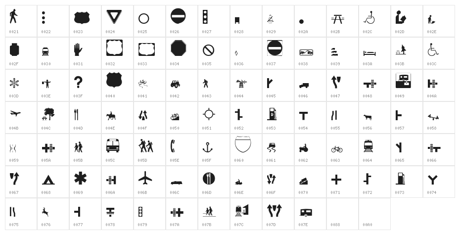 Roadgeek 2005 Icons Character Map