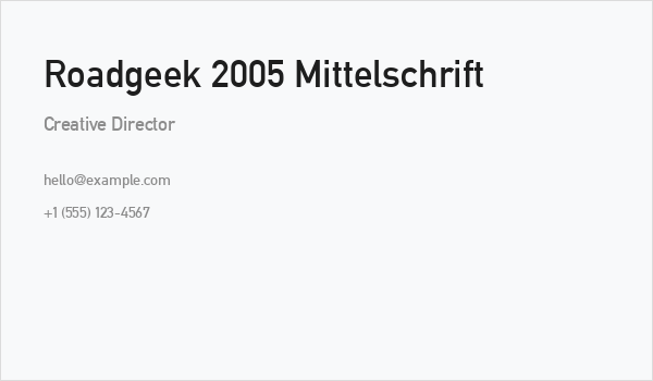 Roadgeek 2005 Mittelschrift Business Card