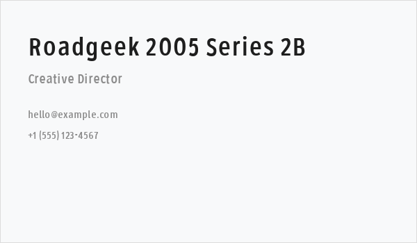 Roadgeek 2005 Series 2B Business Card