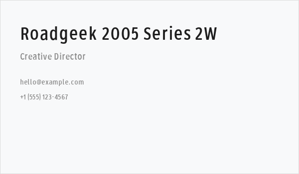 Roadgeek 2005 Series 2W Business Card