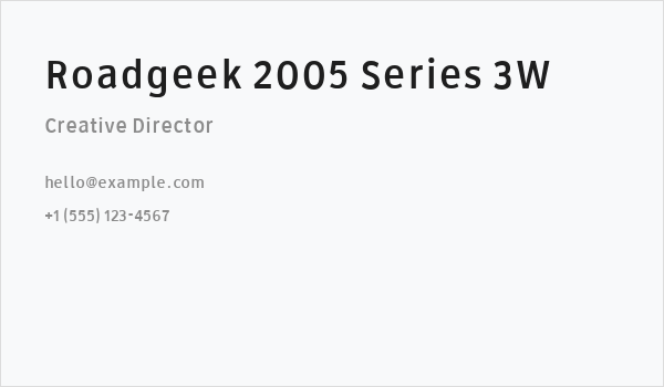 Roadgeek 2005 Series 3W Business Card